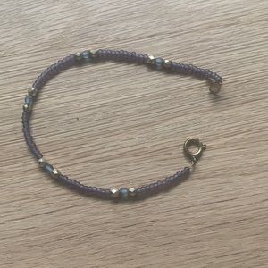 Handmade purple and gold ankle bracelet